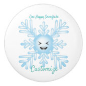 Happy Snowflake Emoticon Thunder_Cove Keramische Knop (Voorkant)