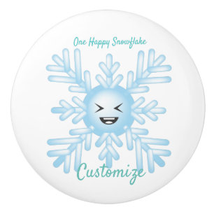 Happy Snowflake Emoticon Thunder_Cove Keramische Knop