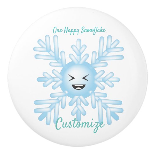 Happy Snowflake Emoticon Thunder_Cove Keramische Knop (Voorkant)
