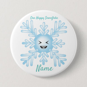 Happy Snowflake Emoticon Thunder_Cove Ronde Button 7,6 Cm