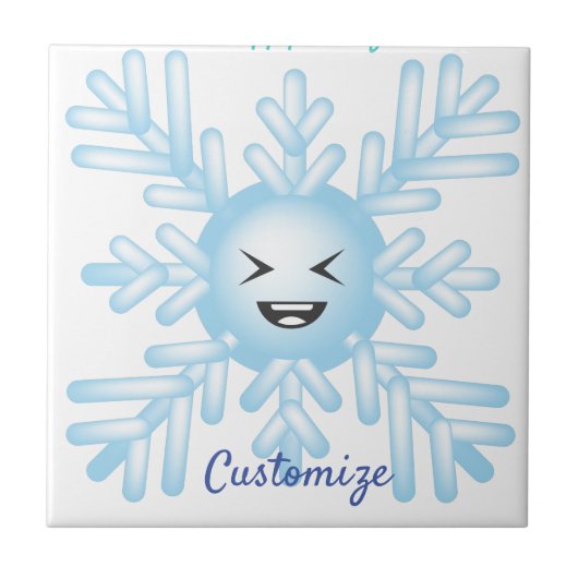 Happy Snowflake Emoticon Thunder_Cove Tegeltje (Voorkant)