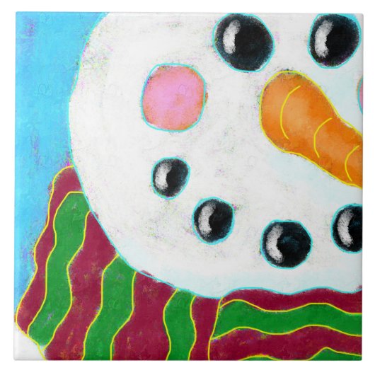 Happy Snowman Abstracte Art Tegeltje (Voorkant)