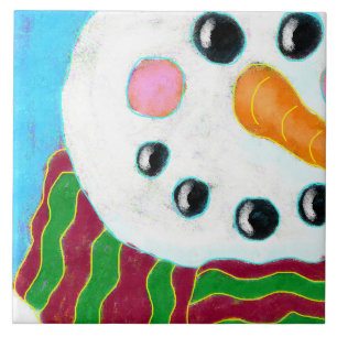 Happy Snowman Abstracte Kunst Keramische Tegel Tegeltje