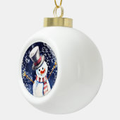 Happy Snowman Art Keramische Bal Ornament (Rechts)