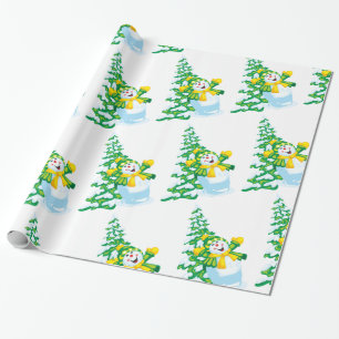 Happy Snowman Cartoon Cadeaupapier