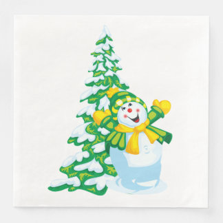 Happy Snowman Cartoon Servet