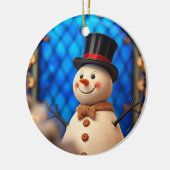 Happy Snowman Christmas Ornament Blue Faux Stained (Links)