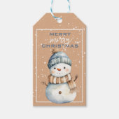 Happy Snowman en bleu Casquette Noël étiquette cad (Devant)