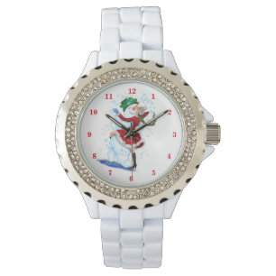 Happy Snowman en Girl Dance Tango Kerstfeest Horloge