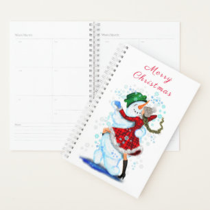 Happy Snowman en Girl Dance Tango Kerstfeest Planner