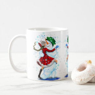 Happy Snowman en Girl Dance Tango Kerstmis Koffiemok