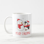 Happy Snowman et Penguin, Christmas Holiday Mug (Gauche)