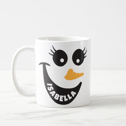 Happy Snowman Face Hot Chocolat Custom Gift Mug (Gauche)