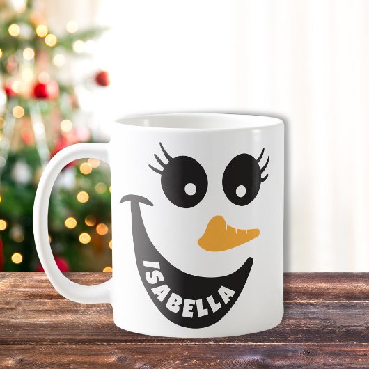 Happy Snowman Face Hot Chocolat Custom Gift Mug