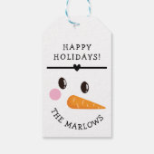 Happy Snowman Face Personalized Holiday Name Cadeaulabel (Achterkant)