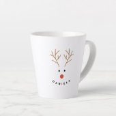 Happy Snowman Face Texte personnalisé Latte Mug (Angle droit)