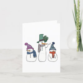 Happy Snowman Family Blank Wenskaart Bedankkaart