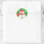 Happy Snowman Holiday Sticker rond (Sac)