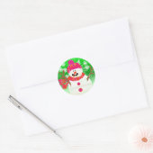Happy Snowman Holiday Sticker rond (Enveloppe)