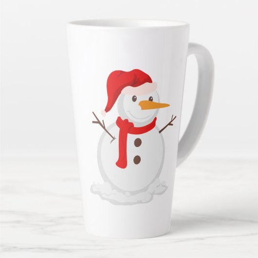 Happy Snowman in a Santa Hat Latte Mok (Rechterhoek)