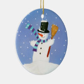 Happy Snowman Keramisch Ornament (Rechts)