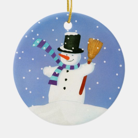 Happy Snowman Keramisch Ornament (Voorkant)