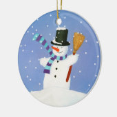 Happy Snowman Keramisch Ornament (Links)