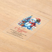 Happy Snowman kerstfeest Acryl Uitnodigingen (Laagn)