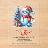 Happy Snowman kerstfeest Acryl Uitnodigingen (Voorkant)