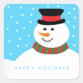 Happy Snowman Kerstmis Vierkante Sticker (Voorkant)