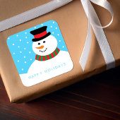 Happy Snowman Kerstmis Vierkante Sticker