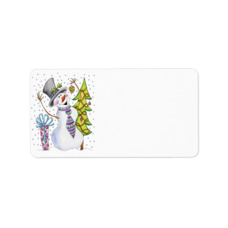 Happy Snowman Label