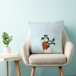 Happy Snowman Large Square Pillow Kussen