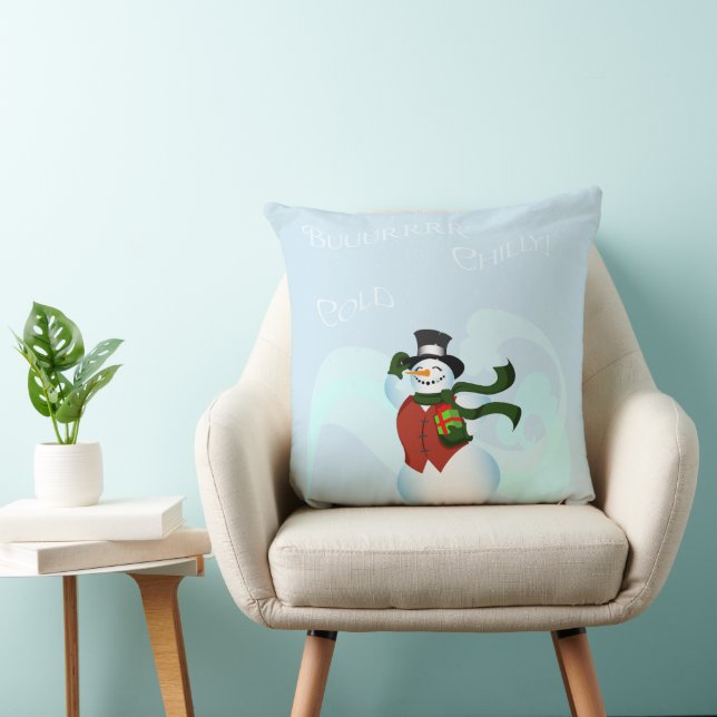 Happy Snowman Large Square Pillow Kussen (Stoel)