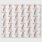 Happy Snowman Merry Kerstmis Cadeaupapier (Vlak)