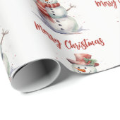 Happy Snowman Merry Kerstmis Cadeaupapier (Rol Hoek)