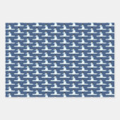 Happy Snowman Pattern Blue Kerstwinter Inpakpapier Vel (Voorkant 3)