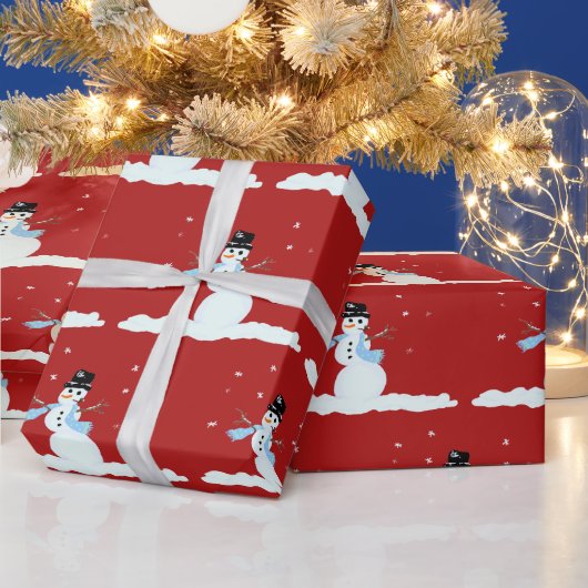 Happy Snowman Pattern Kerstwinter Cadeaupapier (Feestdagen)