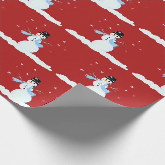 Happy Snowman Pattern Kerstwinter Cadeaupapier (Hoek)