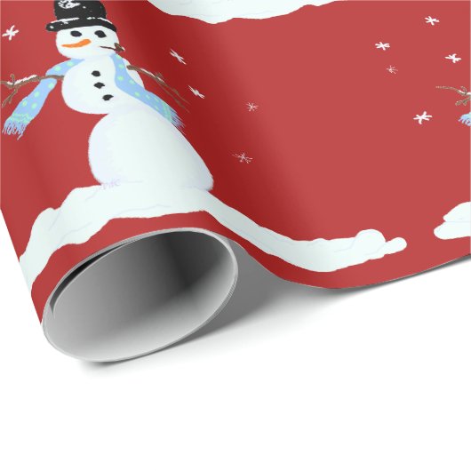 Happy Snowman Pattern Kerstwinter Cadeaupapier (Rol Hoek)