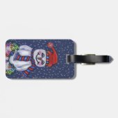 Happy Snowman Pet Sjaal Kerstverlichting Sneeuw Bagagelabel (Achterkant horizontaal)