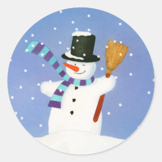 Happy Snowman Ronde Sticker