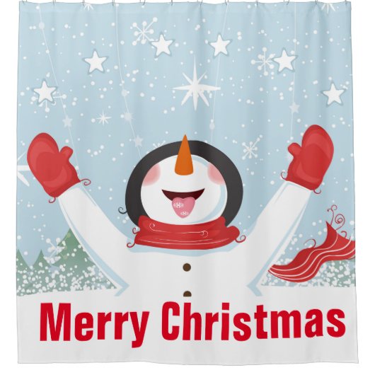 Happy Snowman Shower Curtain Douchegordijn (Voorkant)