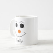 Happy Snowman Visage Personnalisé Nom Café Mug (Devant gauche)