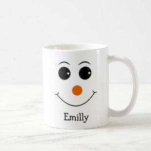 Happy Snowman Visage Personnalisé Nom Café Mug