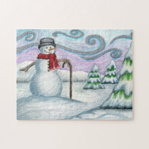 Happy Snowman Winter Wonderland Puzzle Legpuzzel