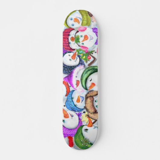 Happy Snowmans Kerst Skateboard (Voorkant)