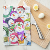 Happy Snowmans-kerstfeest keukenhanddoek (Quarter Fold)