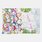 Happy Snowmans-kerstfeest keukenhanddoek (Horizontaal)