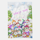 Happy Snowmans-kerstfeest keukenhanddoek (Verticaal)
